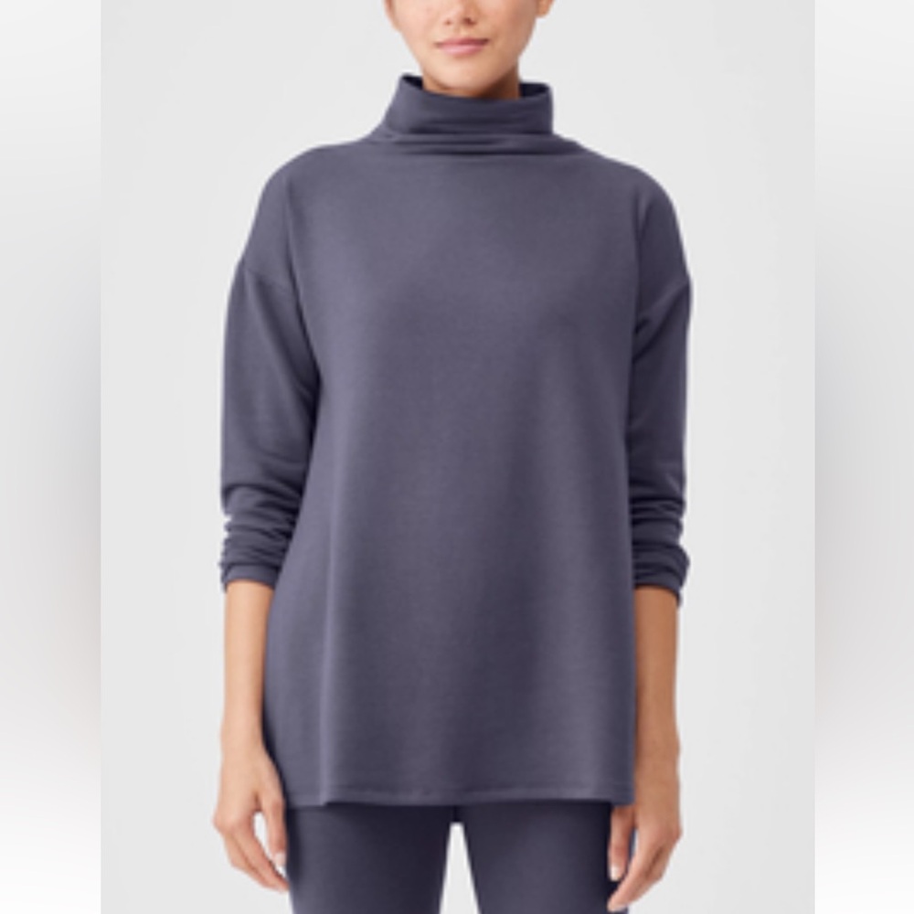 EILEEN FISHER Cozy Brushed Terry Hug Funnel Neck Top